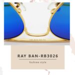 عینک آفتابی RayBan مدل 3036 آبی جیوه‌ای بدنه طلایی مات