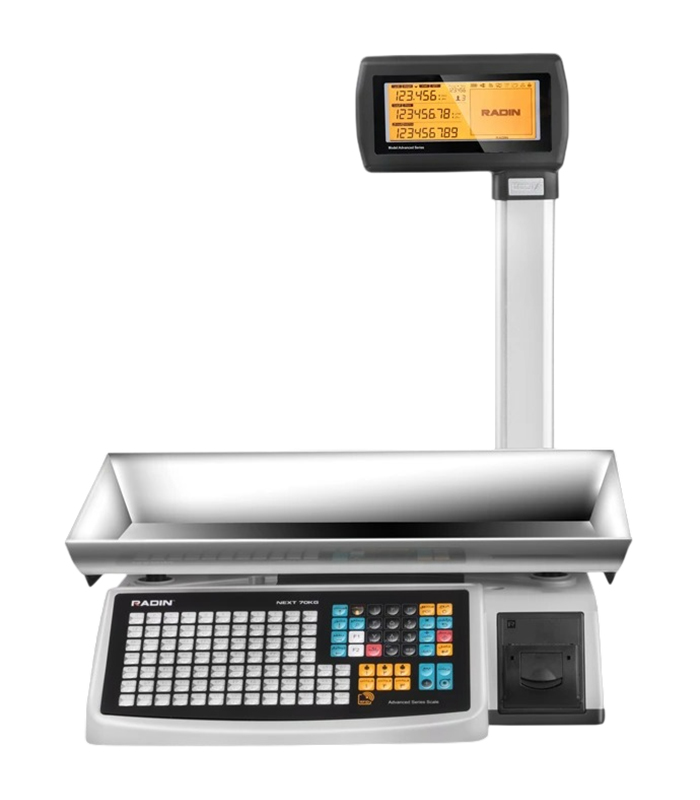 ترازو پرینتردار مدل NEXT سری A (با ستون) برند رادین | دارای قابلیت‌های Lan،Wifi،RFIDوGPRS